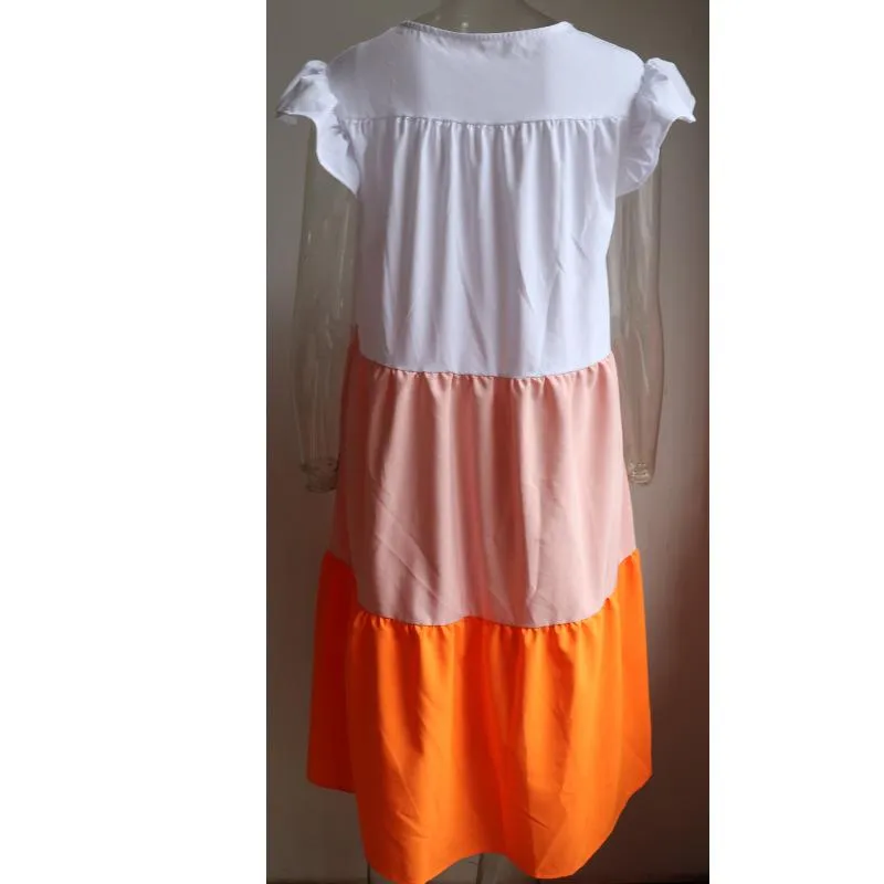 Women Short Sleeve Loose Chic Pleated Dress