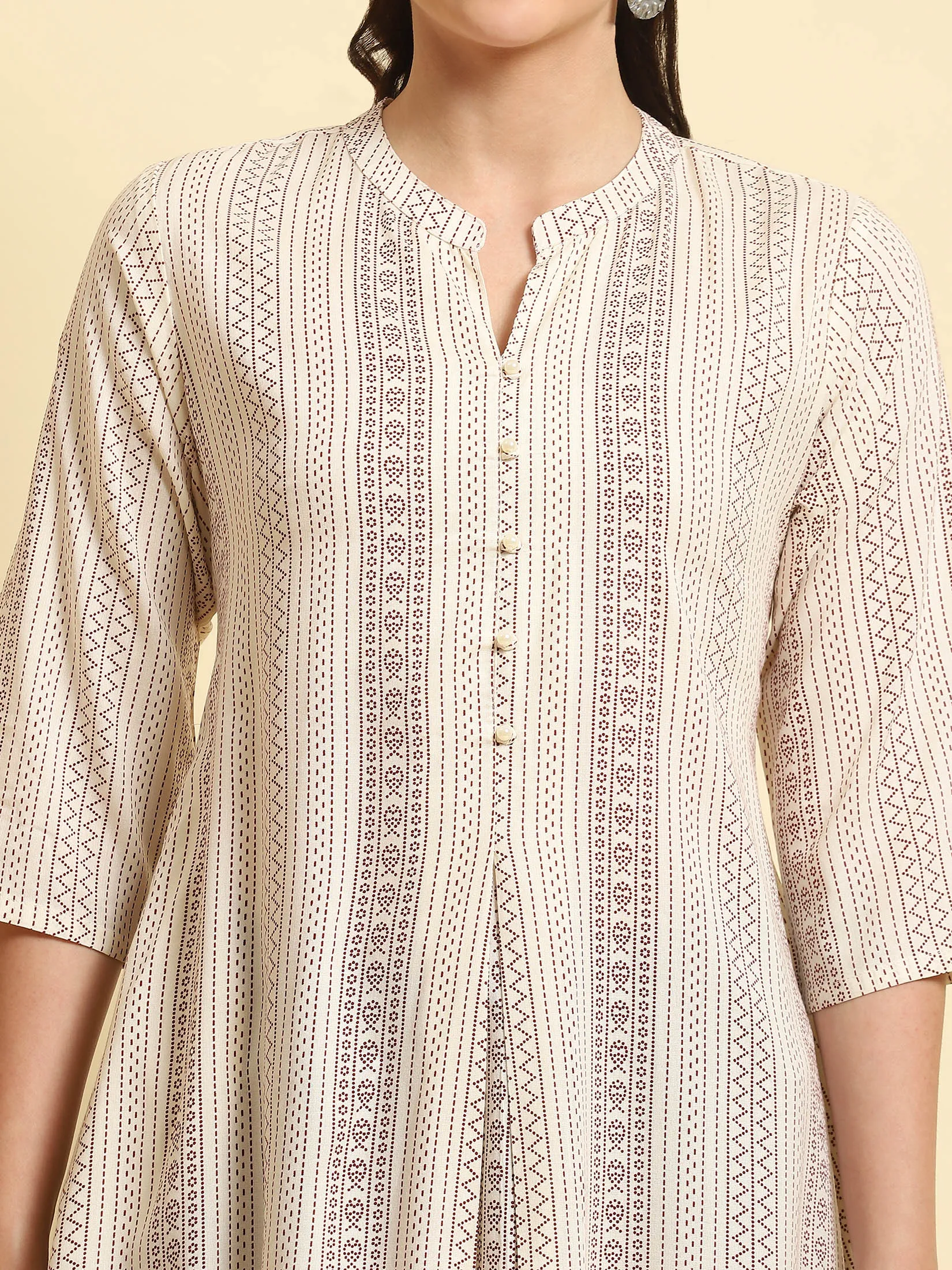 Women White Stripe Printed Tunic