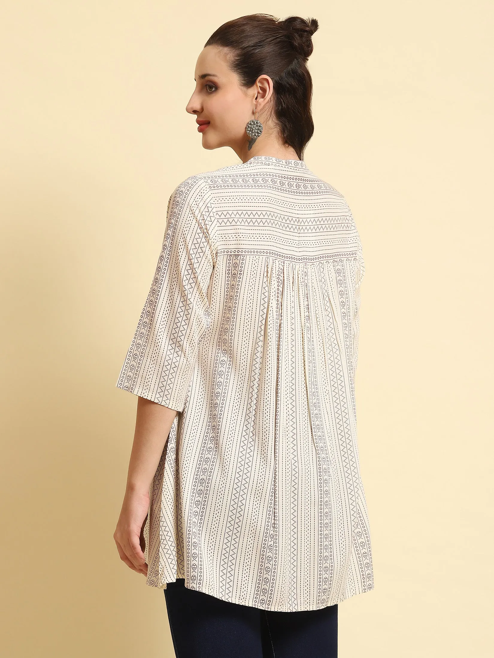 Women White Stripe Printed Tunic