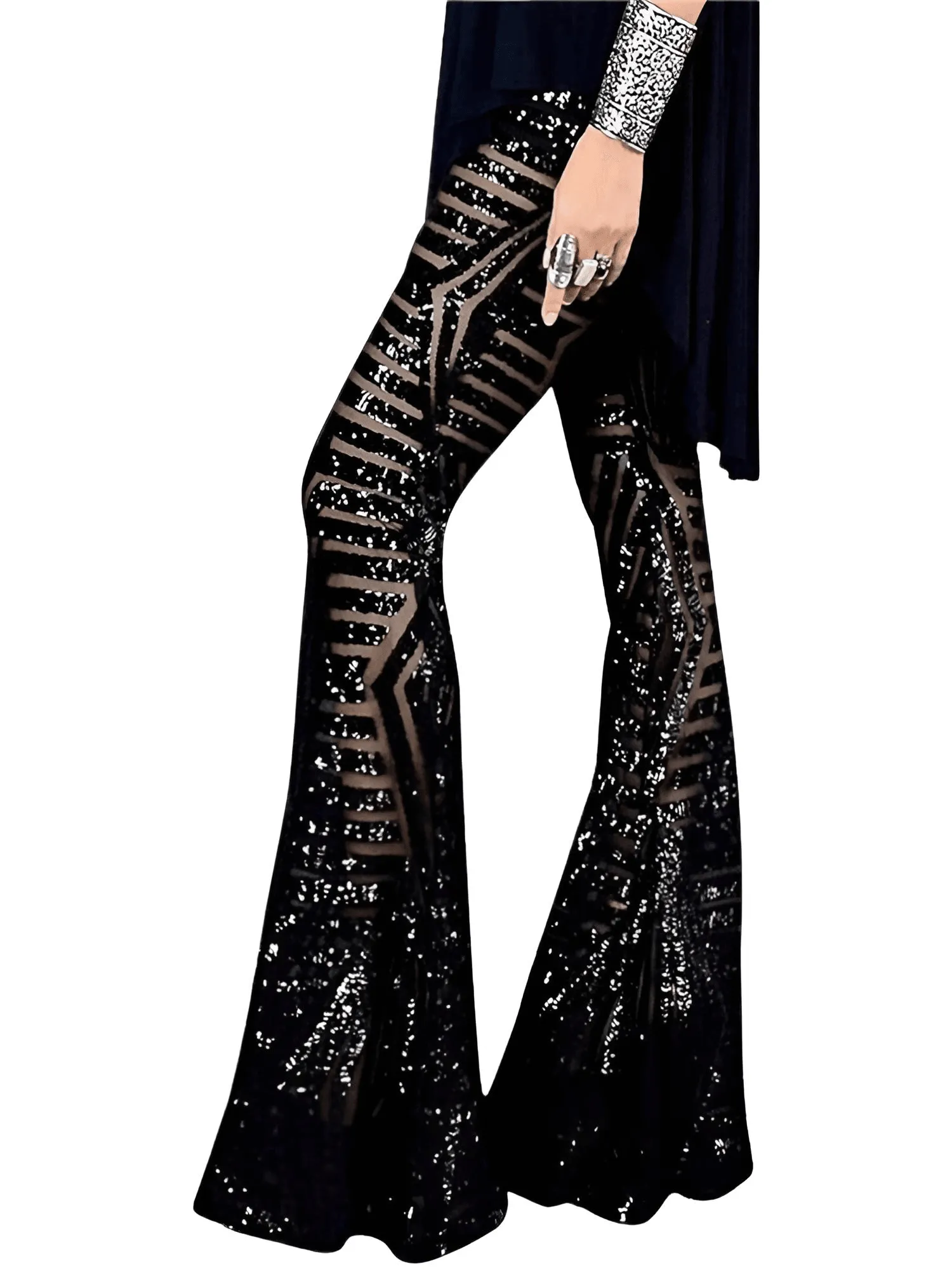 Women's Loose Wide-Leg High-Waist Sequin Pants