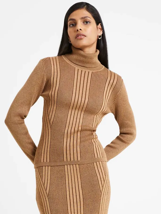 Women's Mari Roll Nk Jumper - Tobacco Brown