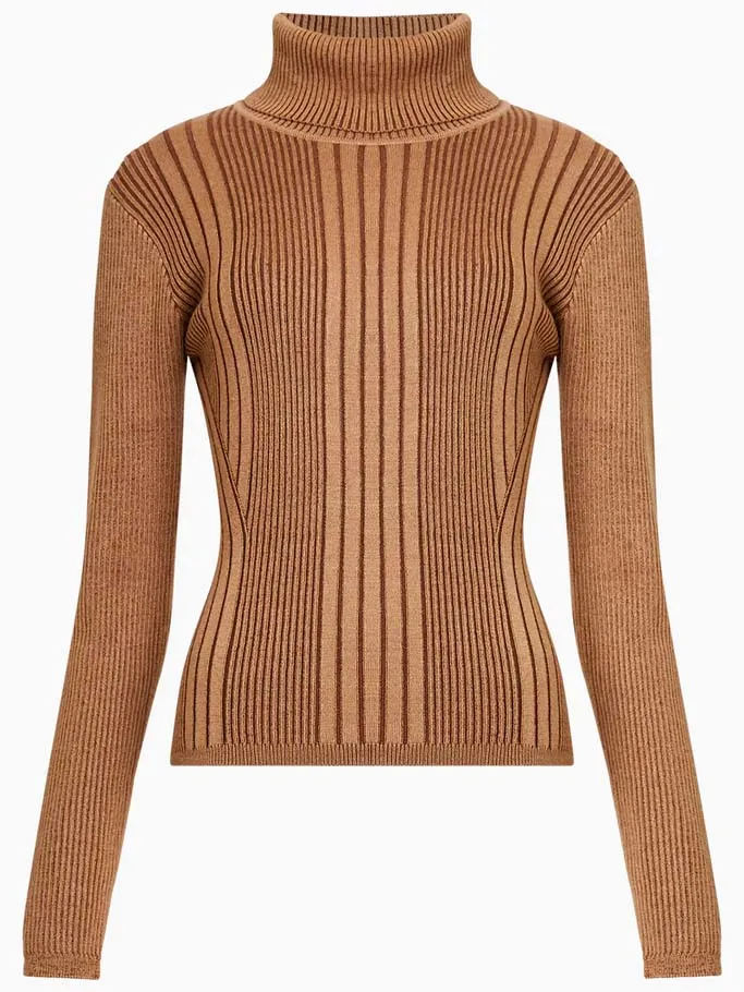 Women's Mari Roll Nk Jumper - Tobacco Brown