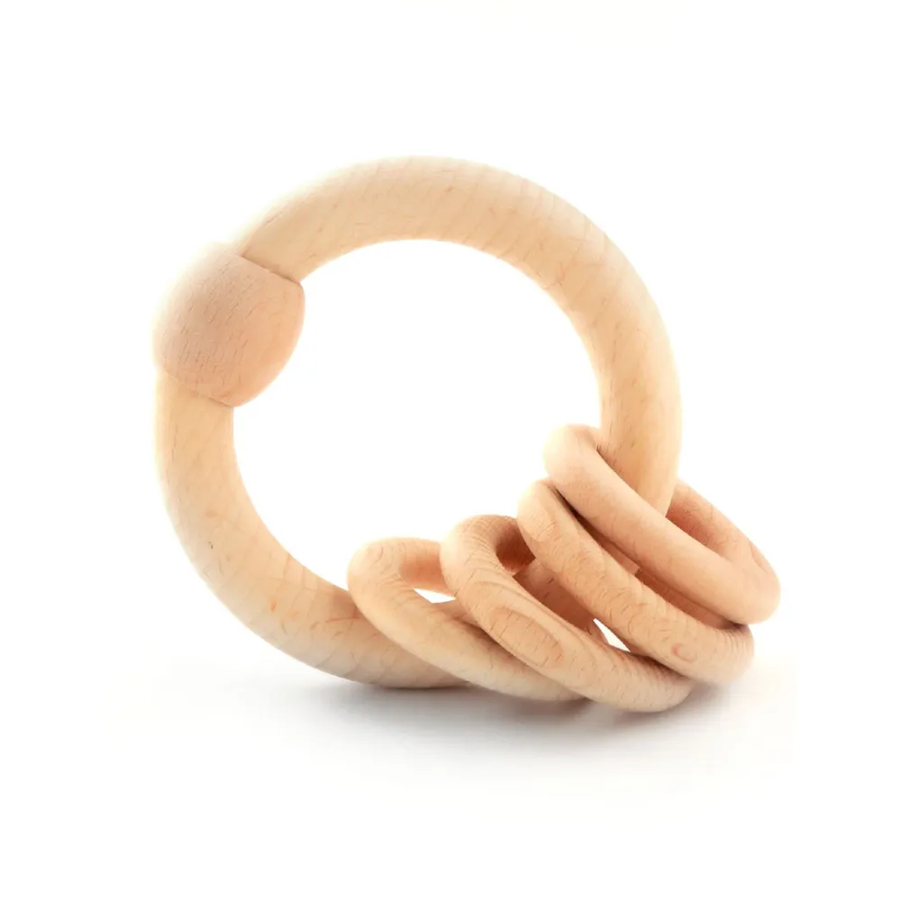 Wooden Rattle - Circular Natural