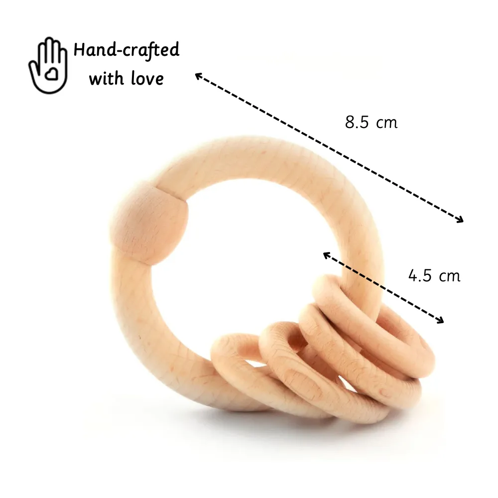 Wooden Rattle - Circular Natural