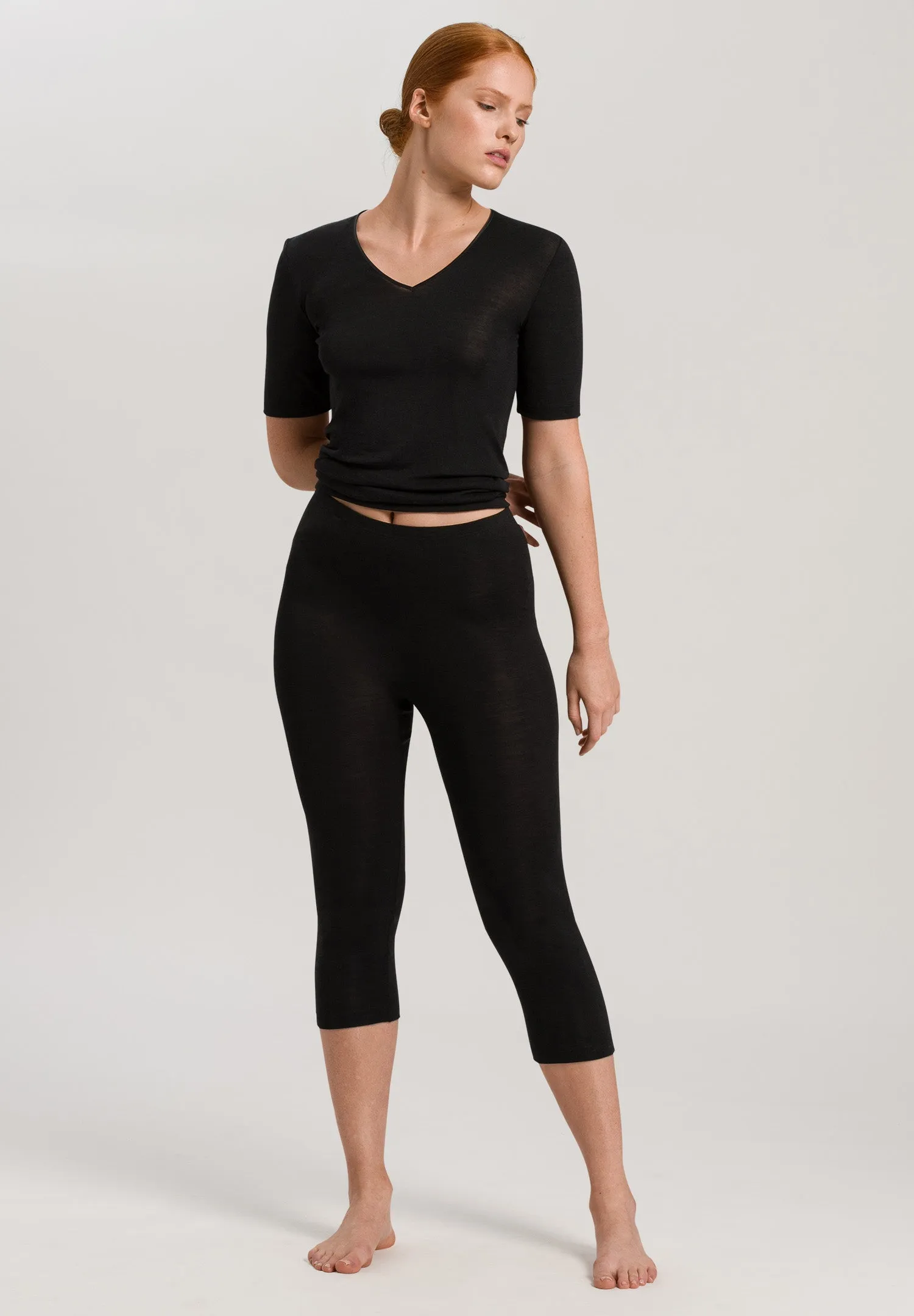 Woolen Silk W Crop Leggings | Black 71419-018