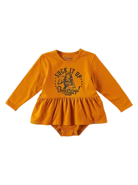 Wrangler Girl's Long Sleeve Suck It Up Buttercup Graphic Bodysuit