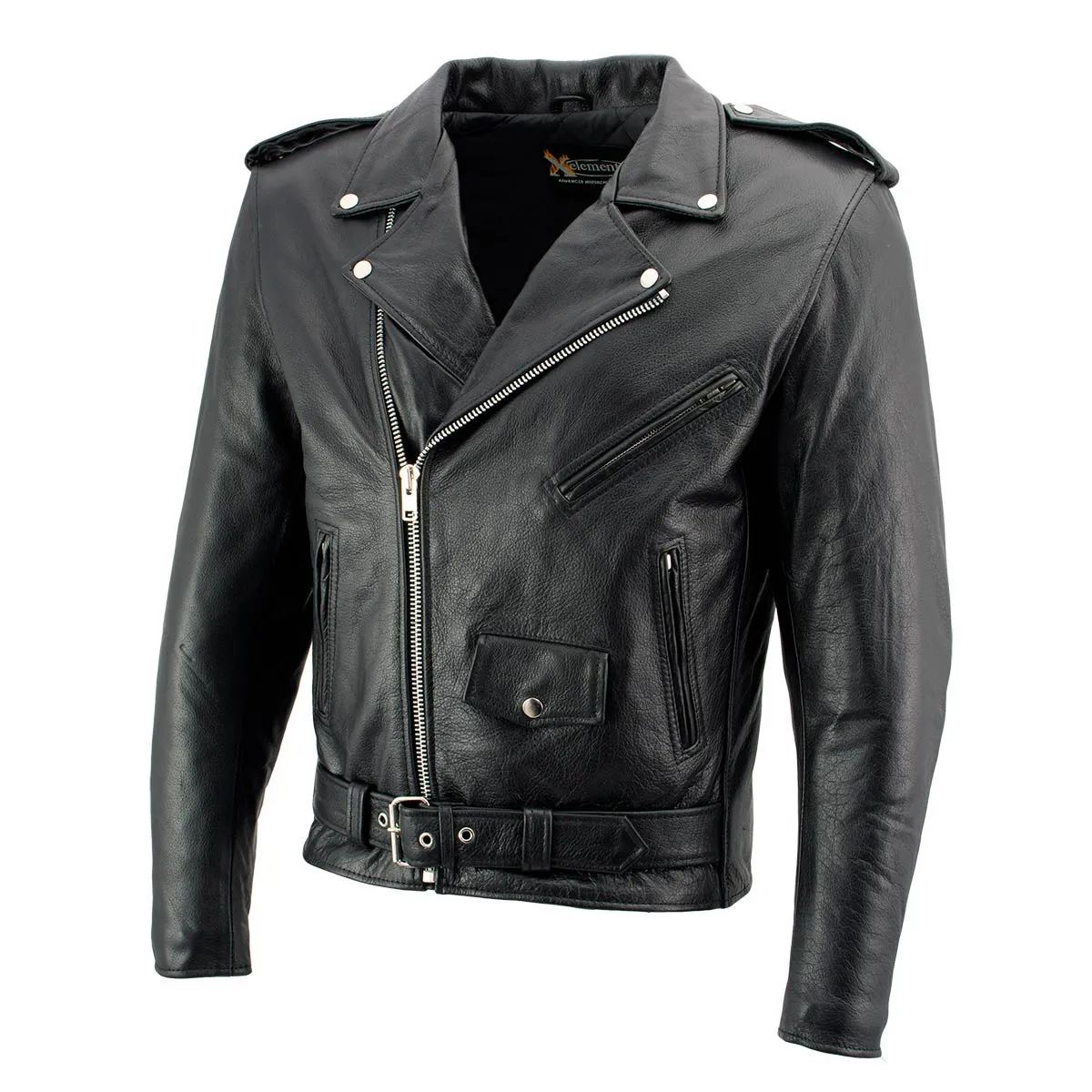 Xelement B7100 Men's 'Classic' Black TOP GRADE Leather Motorcycle Biker Jacket