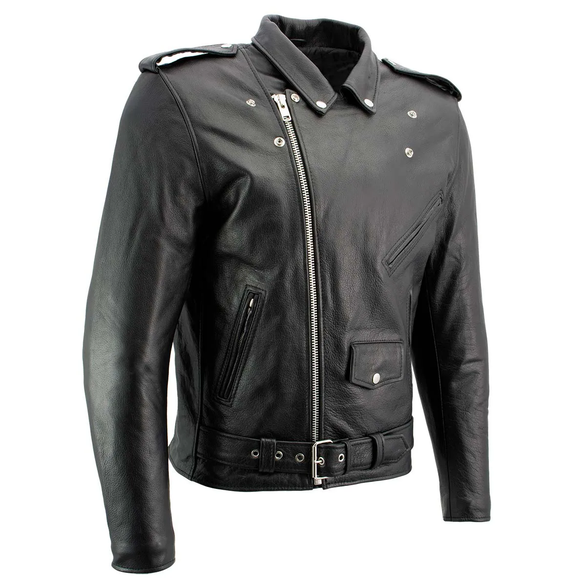 Xelement B7100 Men's 'Classic' Black TOP GRADE Leather Motorcycle Biker Jacket