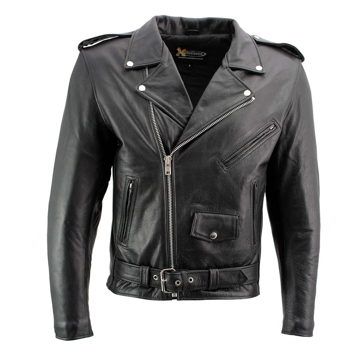 Xelement B7100 Men's 'Classic' Black TOP GRADE Leather Motorcycle Biker Jacket