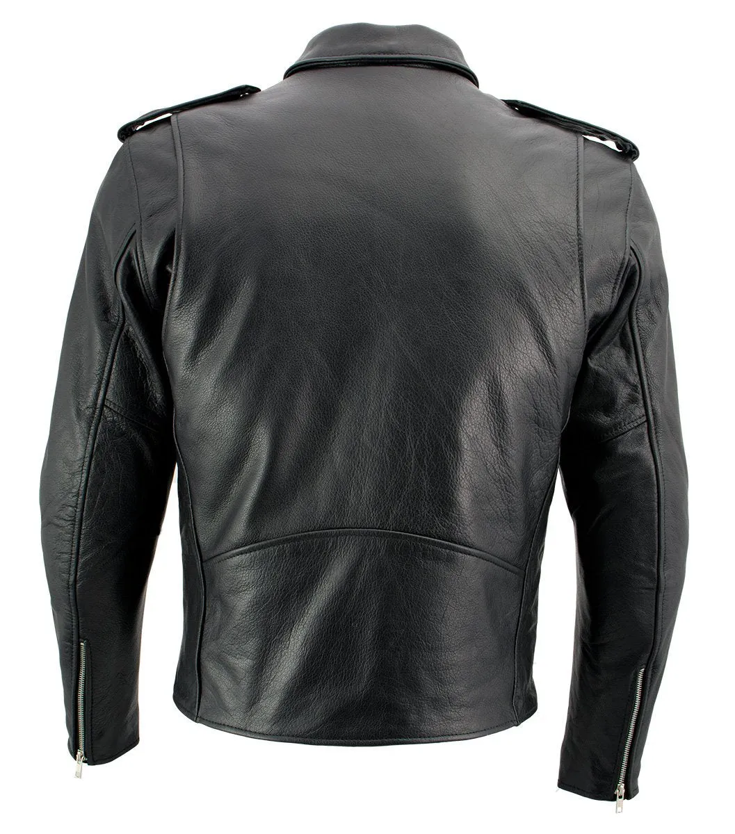 Xelement B7100 Men's 'Classic' Black TOP GRADE Leather Motorcycle Biker Jacket