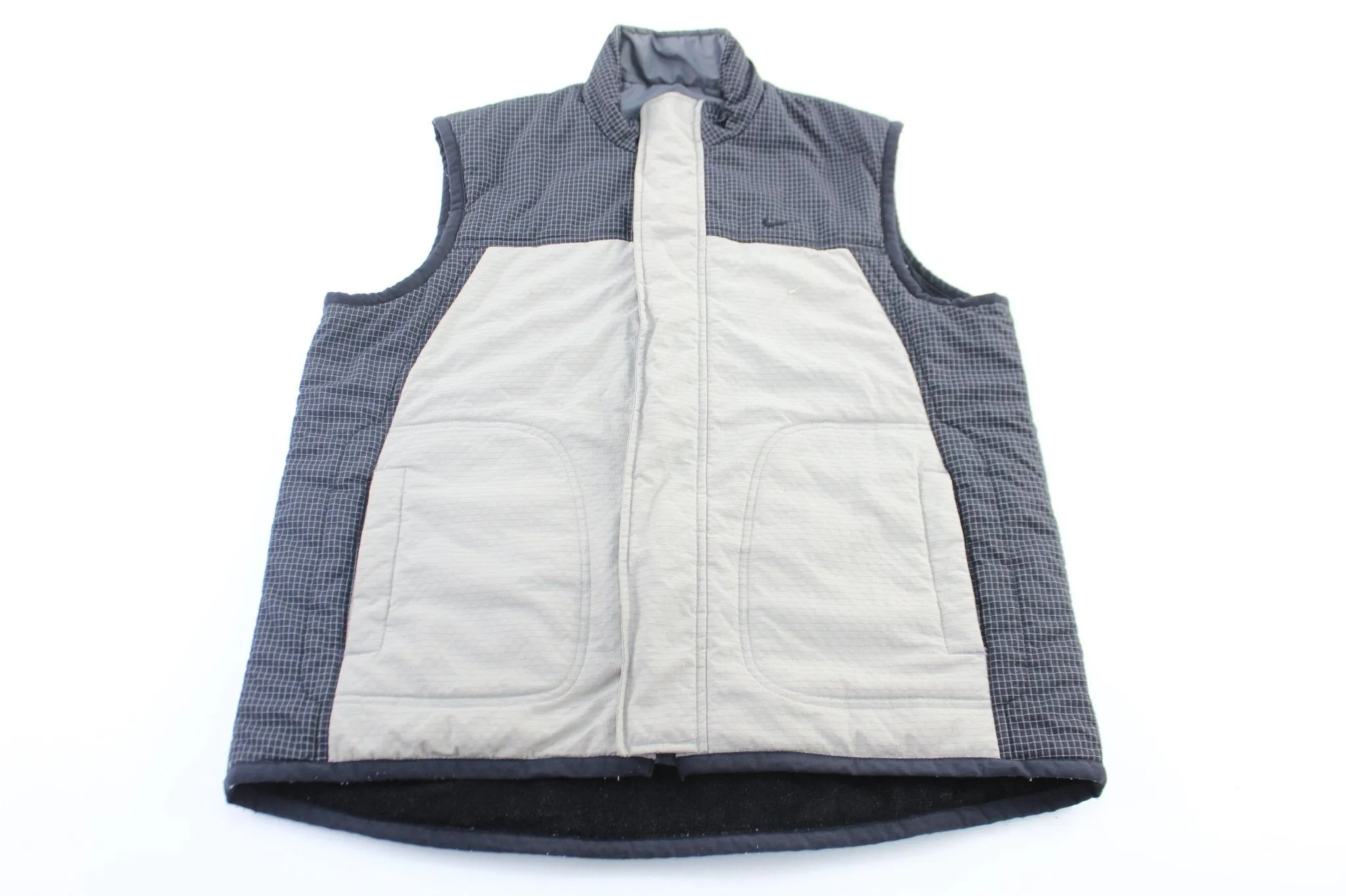 Youth Nike Embroidered Logo Black & Grey Reversible Zip Up Vest