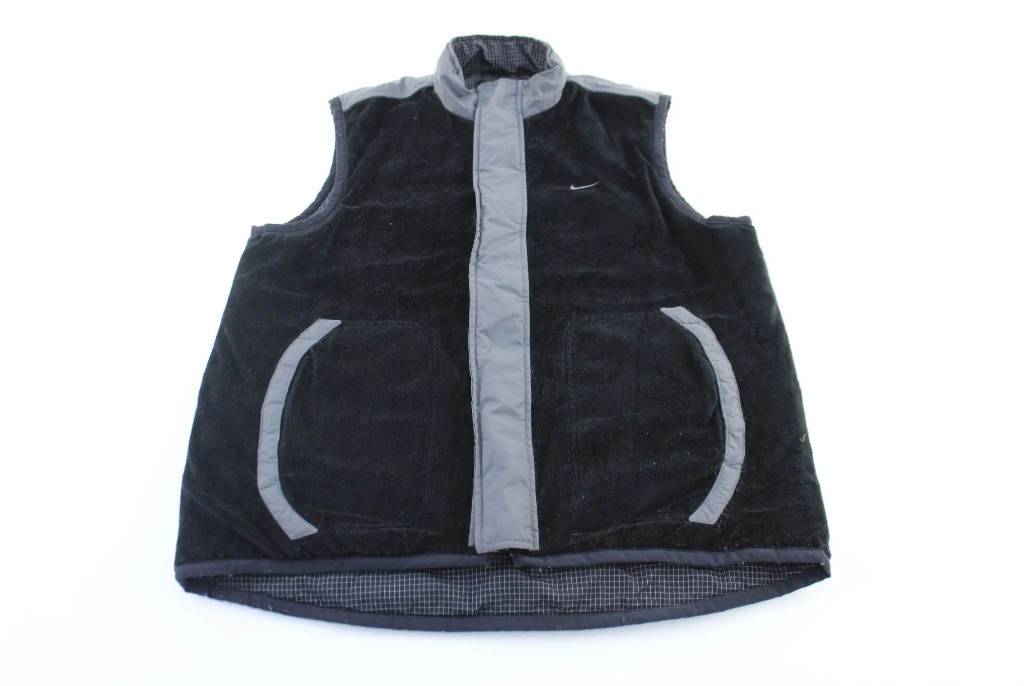 Youth Nike Embroidered Logo Black & Grey Reversible Zip Up Vest