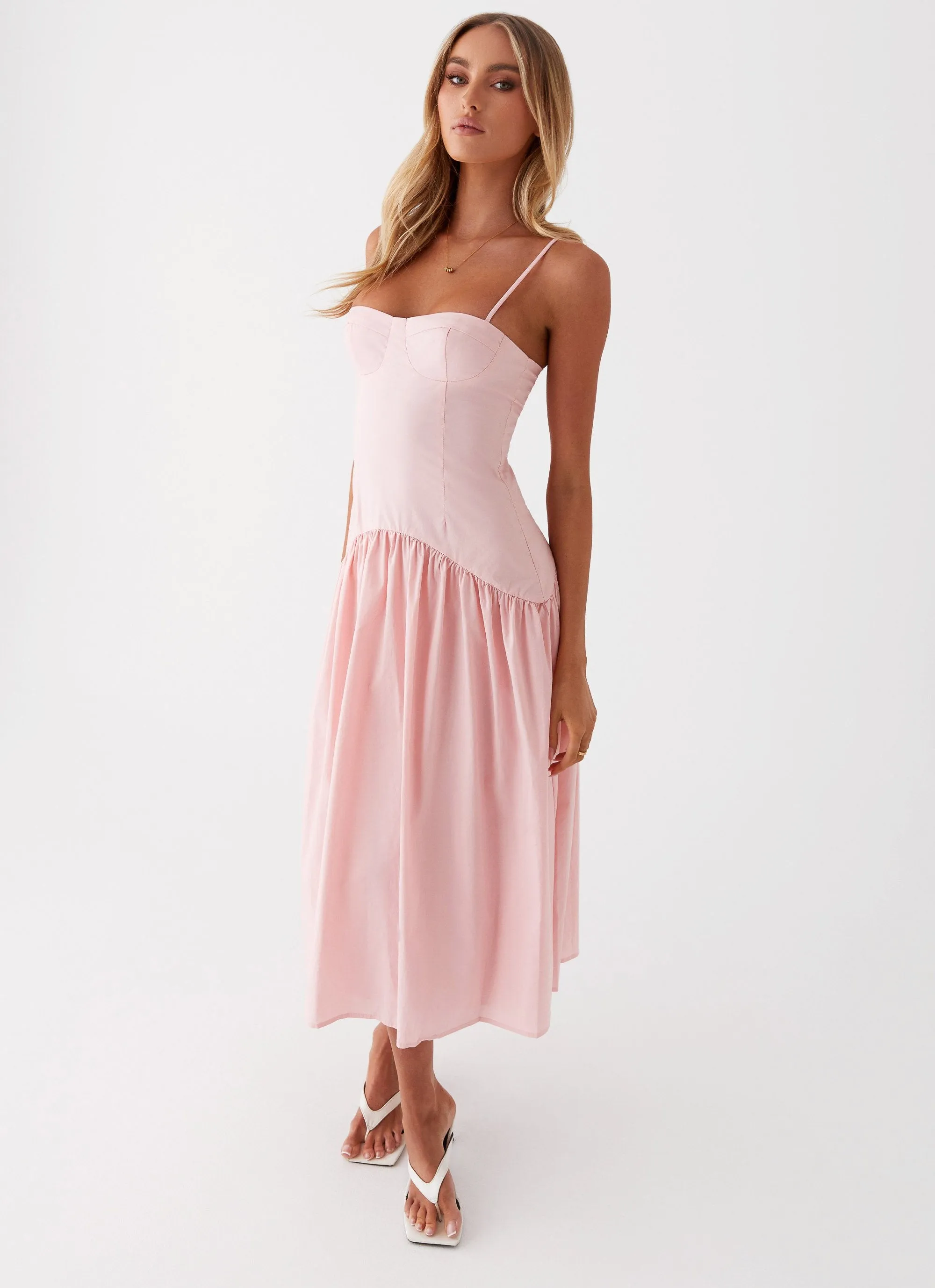 Yvette Corset Midi Dress - Pink