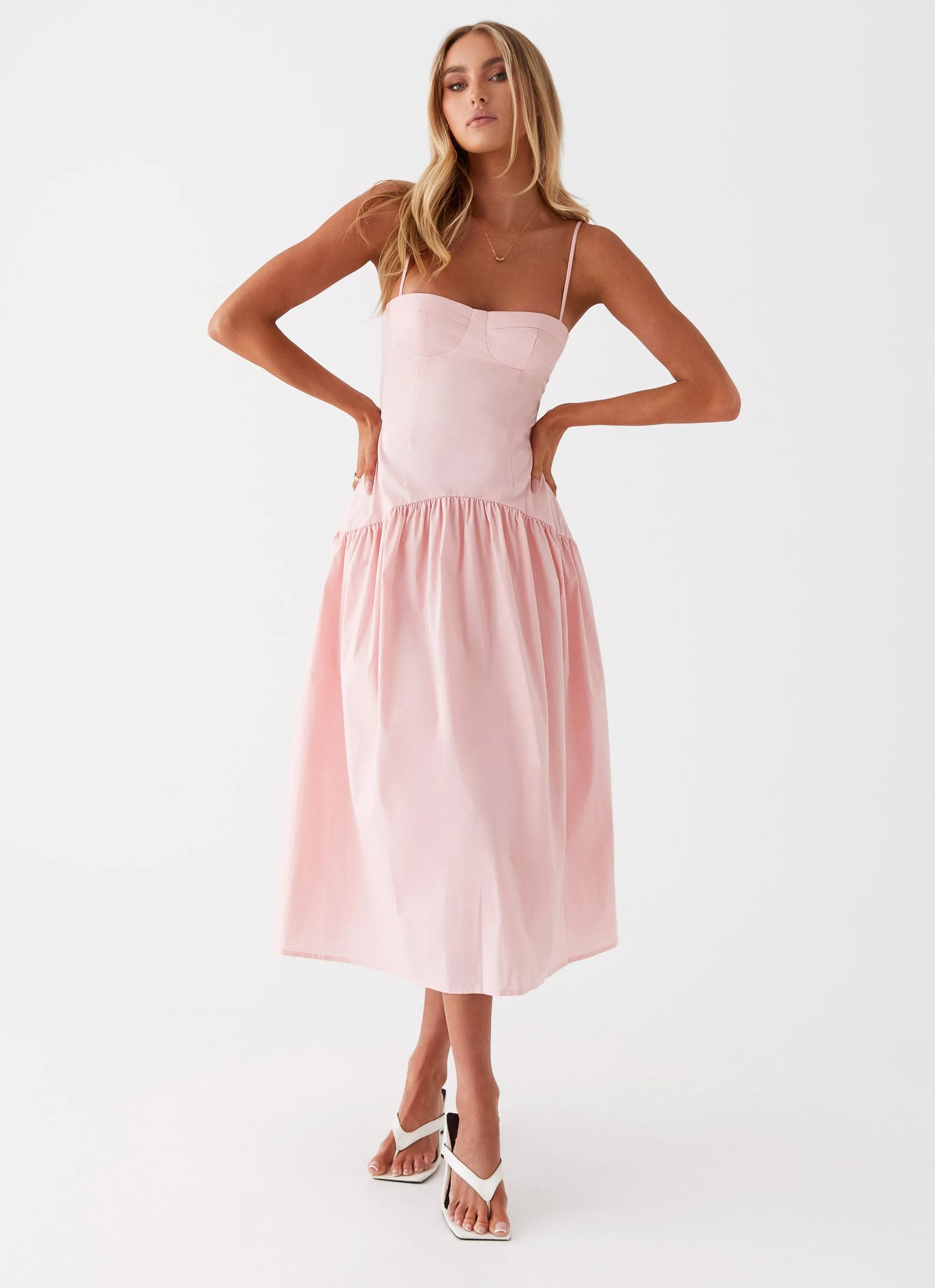 Yvette Corset Midi Dress - Pink