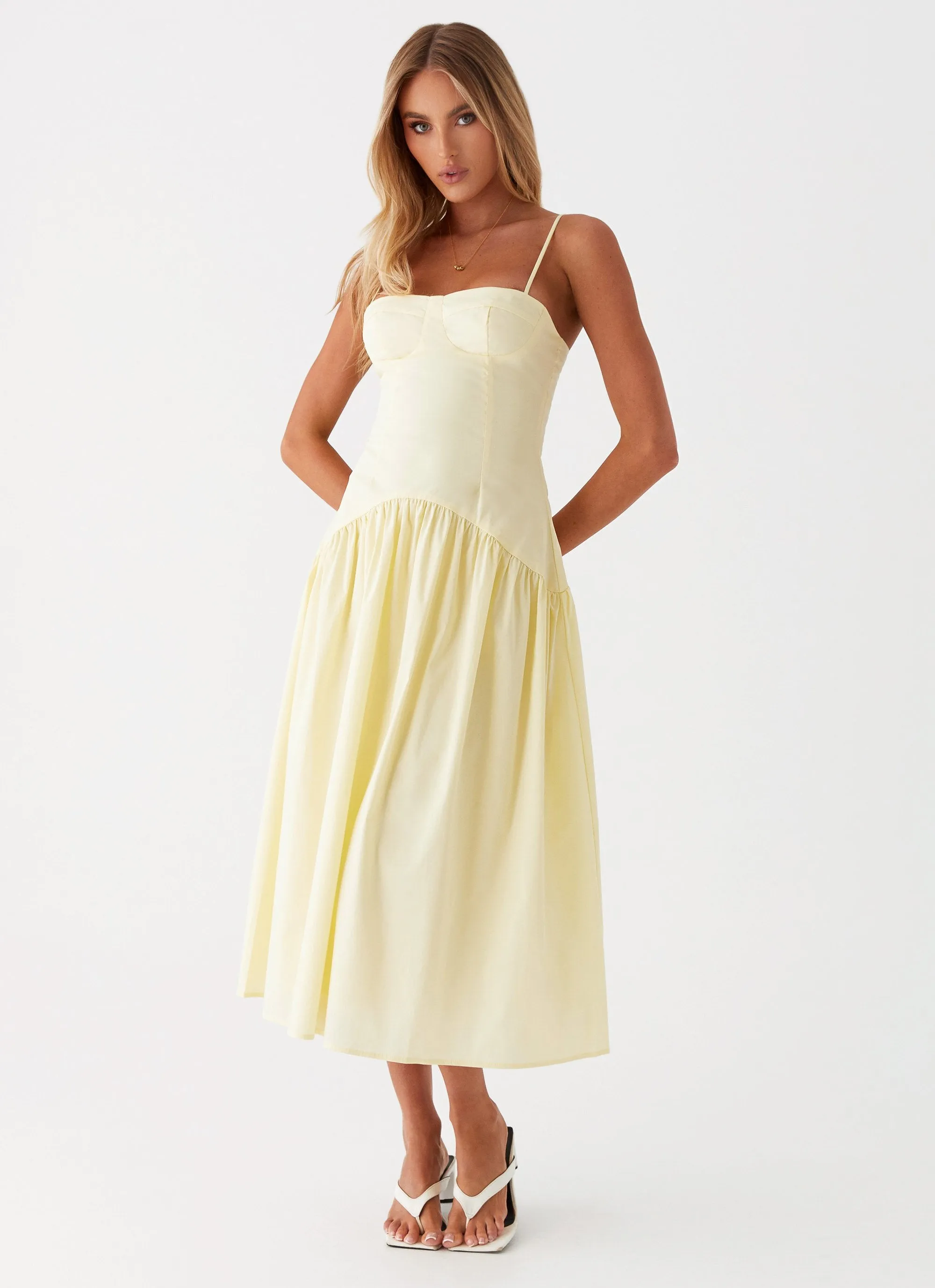 Yvette Corset Midi Dress - Yellow