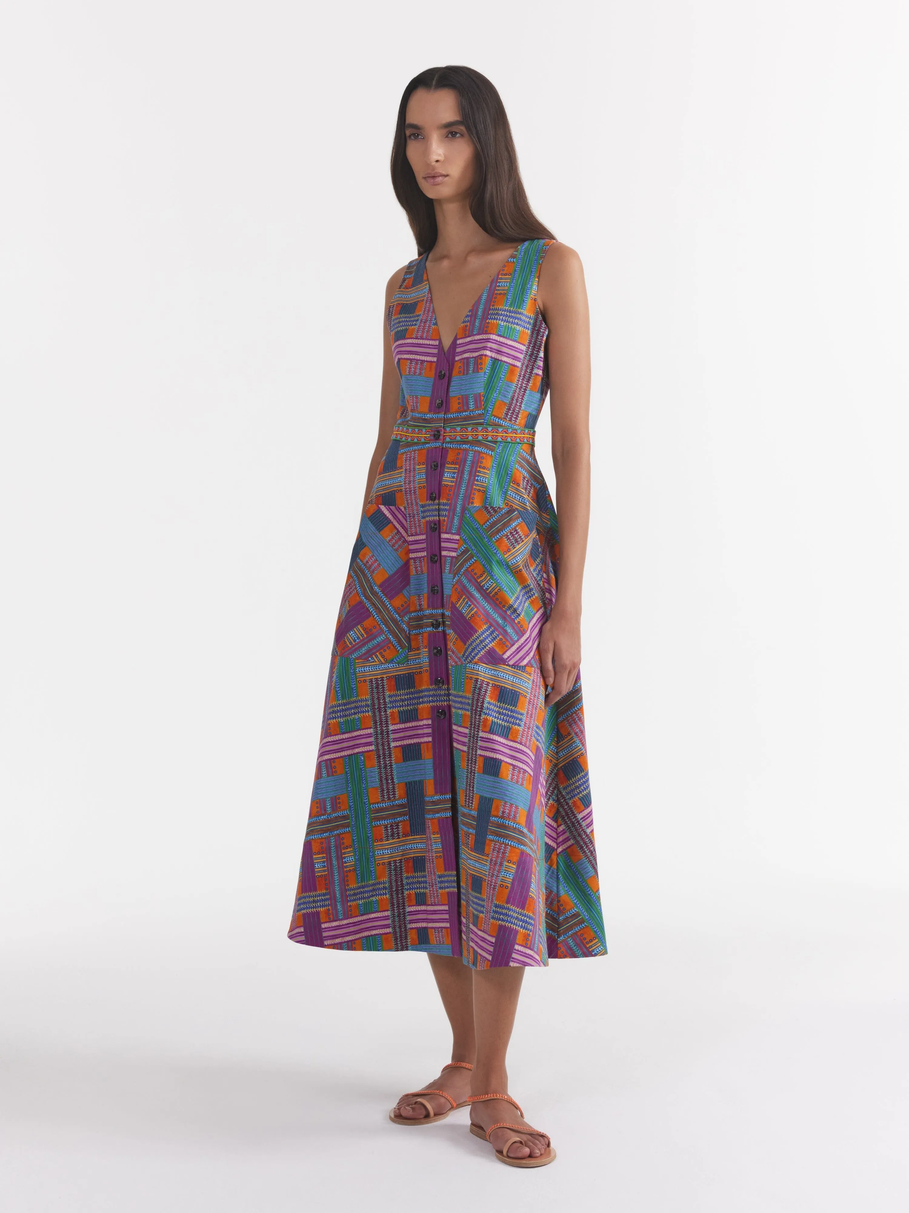 Zoey Cutout Dress in Basketweave Sun