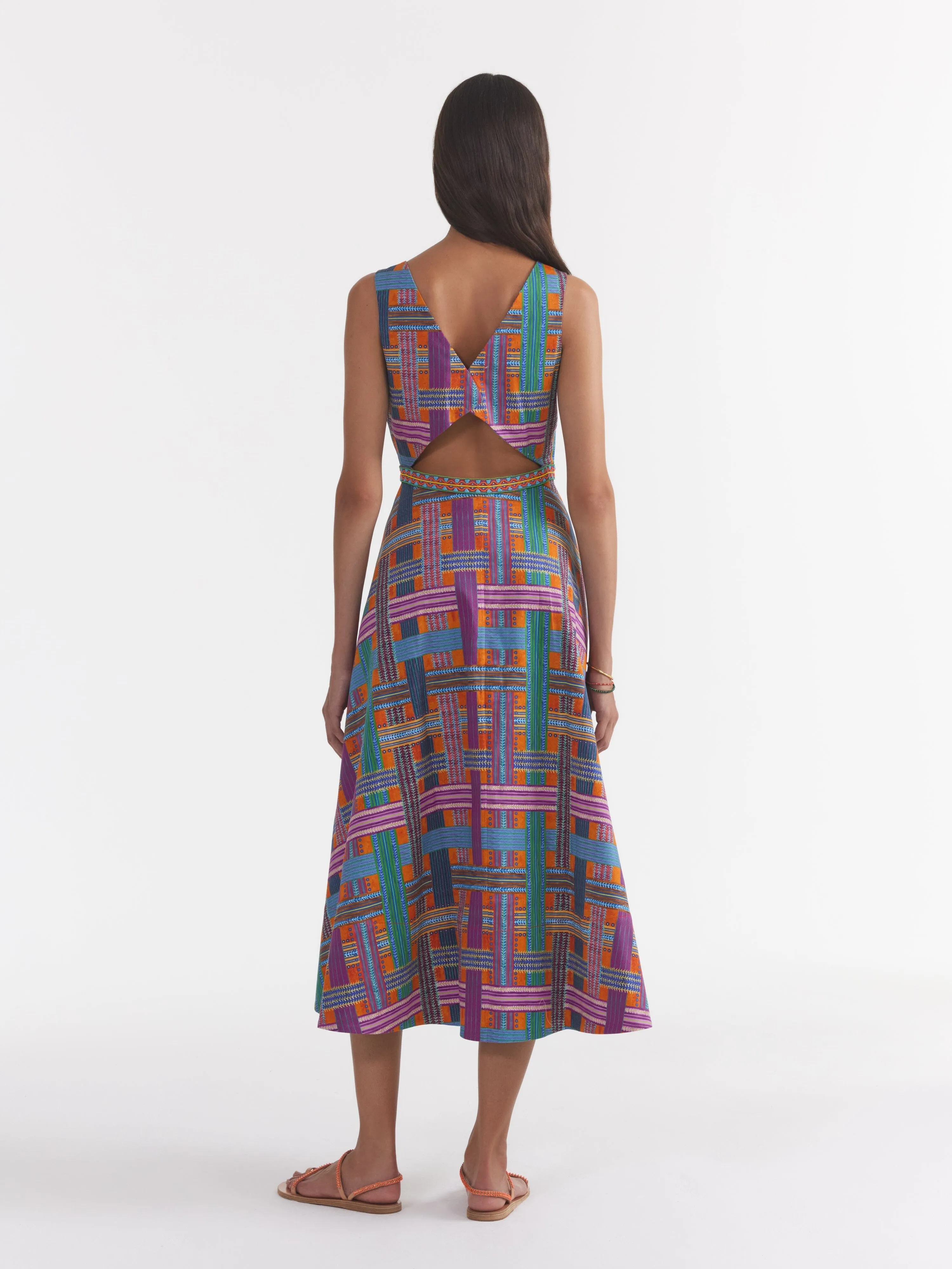 Zoey Cutout Dress in Basketweave Sun