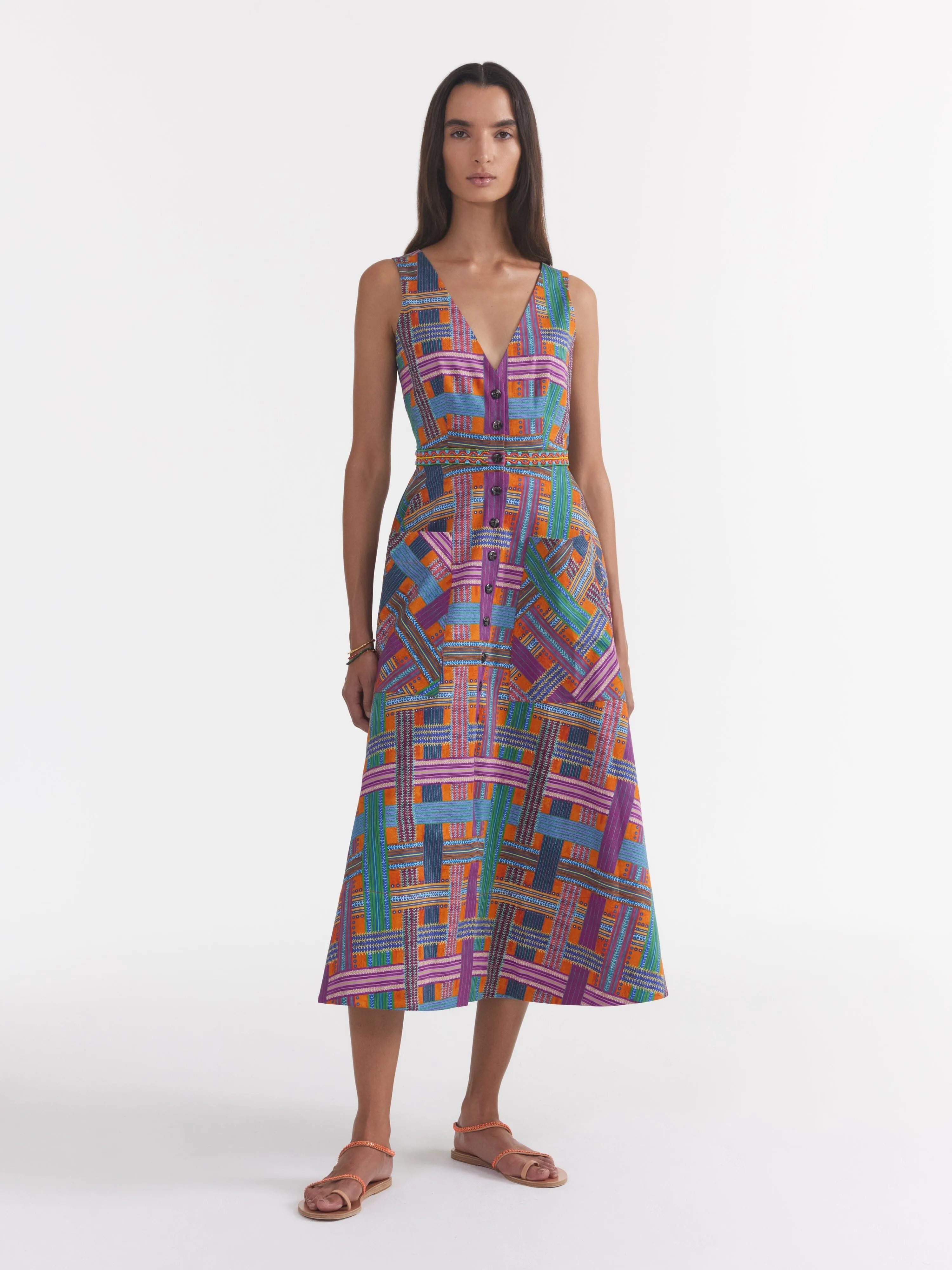 Zoey Cutout Dress in Basketweave Sun